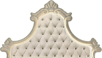 Acme Lucienne Velvet Upholstered Eastern King Bed with LED in Beige
