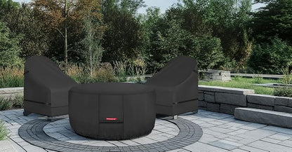 Porch Shield Fire Pit Cover - Waterproof 600D Heavy Duty Fade Resistant Round Patio Fire Bowl Cover Black - 48 inch