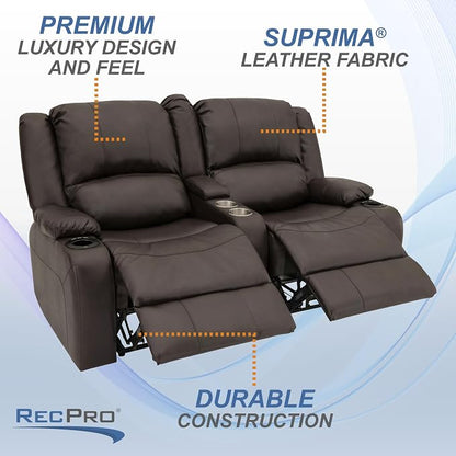 RecPro Charles 64" RV Wall Hugger Reclining Sofa | Chestnut