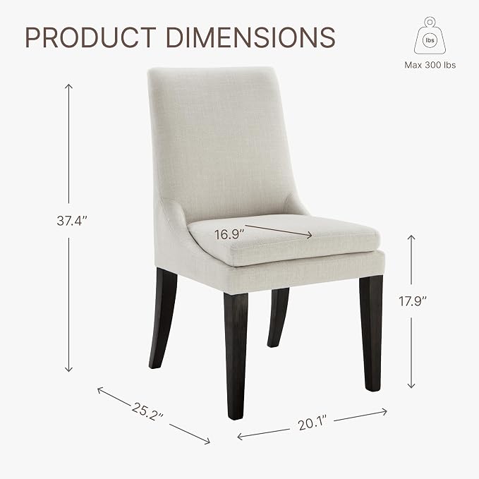 KISLOT Upholstered Dining Chairs Modern Sidechair Performance Fabric High Back Armlesschair for Diningroom Kitchen,Cream,Set of 2(1 Box)