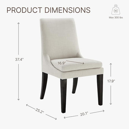 KISLOT Upholstered Dining Chairs Modern Sidechair Performance Fabric High Back Armlesschair for Diningroom Kitchen,Cream,Set of 2(1 Box)