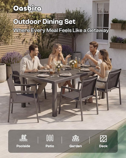 Outdoor Dining Set for 4, Aluminum Patio Table and Chairs Set, 5-Piece All Weather Patio Dining Furniture Set with Umbrella Hole for Backyard, Deck, Poolside (Charcoal)
