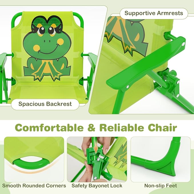 Costzon Kids Picnic Table, Kids Outdoor Table with 2 Folding Chairs, Height Adjustable Umbrella, Portable Children Outdoor Furniture for Patio, Garden, Backyard (Light Green)