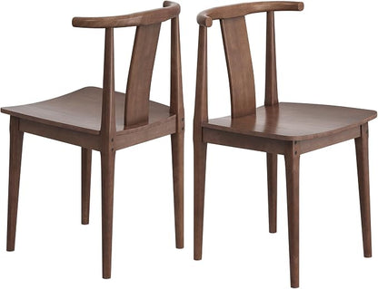 EYYTHUNG Wood Dining Chairs Set of 4, Farmhouse Kitchen Chairs with Curved Back Mid Century Wishbone Dining Chairs for Dining Room/Kitchen, Brown