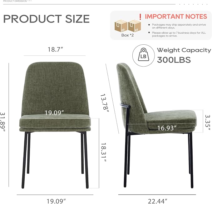 COLAMY Upholstered Dining Chairs Set of 4, Modern Dining Room Chairs with Curved Back and Metal Legs, Dinner Chair Kitchen Chairs for Dining Room and Living Room, Green