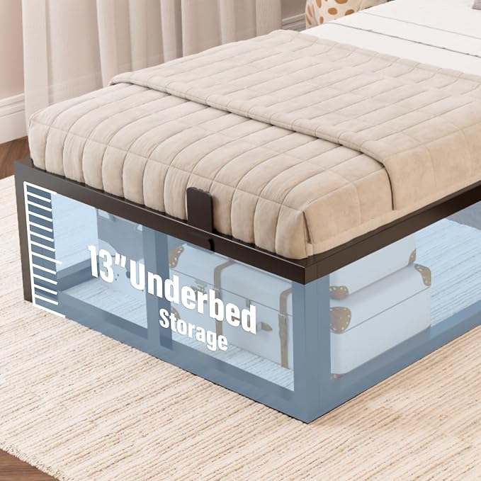 Bilily 14 Inch Twin Bed Frame with Sturdy Steel Slat Support,Heavy Duty Metal Platform Twin Size Mattress Foundation,No Box Spring Needed,Easy Assembly,Noise Free,Black