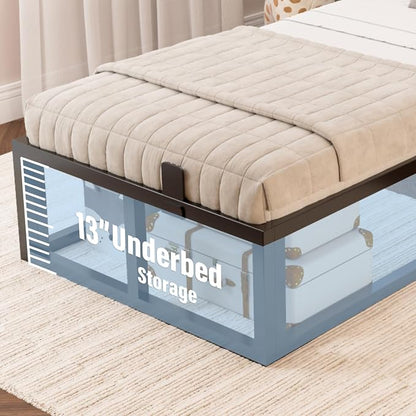 Bilily 14 Inch Twin Bed Frame with Sturdy Steel Slat Support,Heavy Duty Metal Platform Twin Size Mattress Foundation,No Box Spring Needed,Easy Assembly,Noise Free,Black