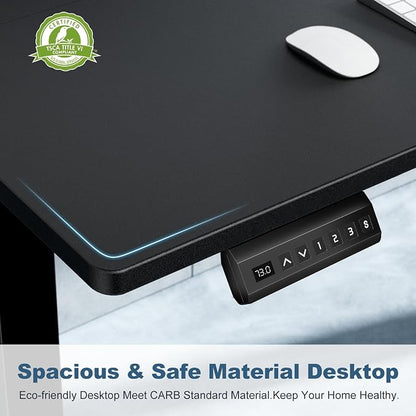 DUMOS 63 Inch Electric Standing Desk Height Adjustable, Sit to Stand Computer Workstations Large Work PC Table Home Office Writing Gaming Desks with Memory Presets for Walking Pad, Bedroom, Black