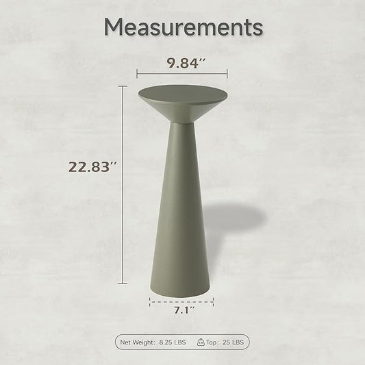 COZAYH Farmhouse Tall Pedestal End Table Small Solid Wood Martini Table Plant Stand Modern Round Drink Table for Small Space Living Room, Sage Green