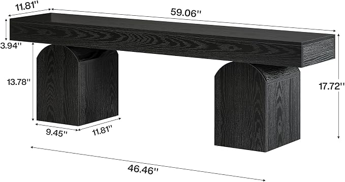 Tribesigns 59" Modern Entryway Bench, Black Wooden Shoe Bench with Arched Base, Sturdy End of Bed Bench for Entryway, Living Room & Bedroom