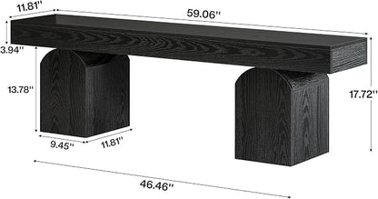 Tribesigns 59" Modern Entryway Bench, Black Wooden Shoe Bench with Arched Base, Sturdy End of Bed Bench for Entryway, Living Room & Bedroom