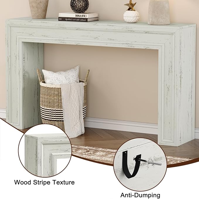 Rresyet 55 Inch Long Console Table, Sofa Table Behind Couch, Entryway Table, Farmhouse Entryway Table for Entrance, Hallway, Living Room (White)