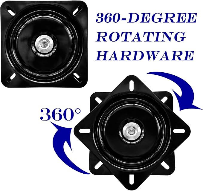 2Pack 8Inch Heavy Duty Bar Stool Swivel Plate, Chair Base With Solid Ring of Ball Bearings, 500lbs Capacity Replacement Seat Parts, Lazy Susan Hardware for Barstools Recliner Chair Boat