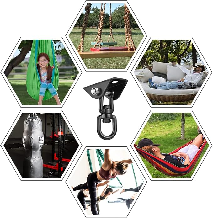 Hammock Hanging Kit, 2 Pack Hanging Chair Hardware 360°Rotating Hammock Hooks Heavy Duty, Hammock Chair Hanging Kit & Swing Ceiling Hook Snap for Hammock Chair Stand,Seat,Yoga,Gym, 1000 lb Capacity