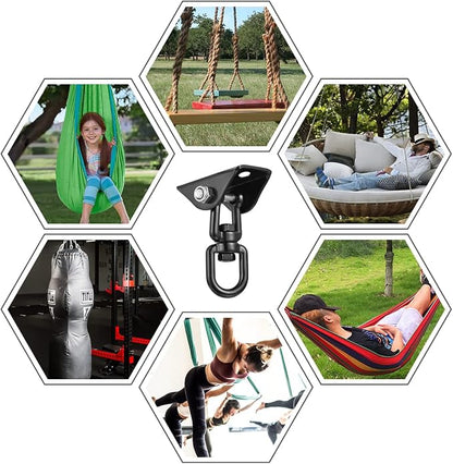 Hammock Hanging Kit, 2 Pack Hanging Chair Hardware 360°Rotating Hammock Hooks Heavy Duty, Hammock Chair Hanging Kit & Swing Ceiling Hook Snap for Hammock Chair Stand,Seat,Yoga,Gym, 1000 lb Capacity