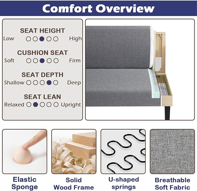 STHOUYN Mini Small Comfy Couch Armless Loveseat Sofa for Bedroom with USB Port, Velvet Couches for Small Spaces Living Room, Apartment Office Dorm (Grey)