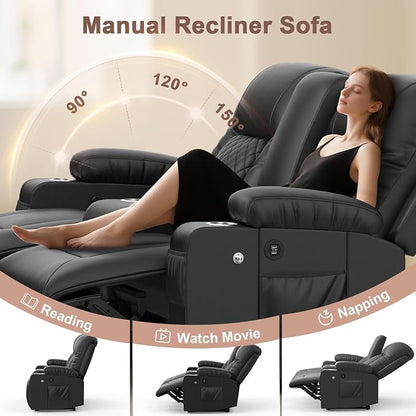 YONISEE Living Room Furniture Set, Loveseat Recliner and 2PC Massage Recliner Chair, Luxury Reclining Sofa 3PC Set for Living Room (2+1+1)