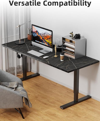 Universal 48 x 30 One-Piece Solid Wood Table Top, 1" Thick Desktop for Stand Up Height Adjustable Desk Frames, Home Office Tabletop, Countertop DIY, Black Marble