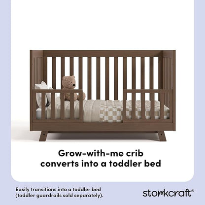 Storkcraft Beckett 3-in-1 Convertible Crib – GREENGUARD Gold Certified, Fits Standard Crib Mattress, Converts to Toddler Bed and Daybed, 4 Mattress Heights, Grow-with-Me Design (Hazelnut)