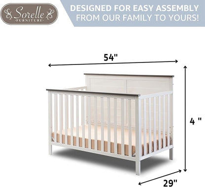 Sorelle Furniture Ashley Crib, Classic 4-in-1 Convertible Pannel Crib, Baby Crib Made of Wood, Non-Toxic Finish, Wooden Baby Bed, Toddler Bed, Child’s Daybed and Full-Size Bed, Nursery Furniture