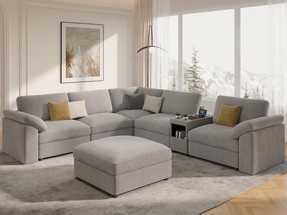 EASE MOOSE Oversized Sectional Modular Sofa, Extra Large v Shape Sectional Couch Wide Deep Seat Modular Cloud Couch,Removable Cover,Grey Couch