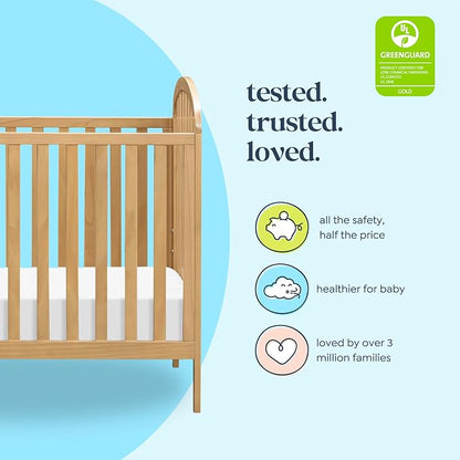Davinci Beau 3-in-1 Convertible Baby Crib - GREENGUARD Gold Certified Crib- Convertible Crib to Toddler Bed and Daybed - Baby Bed w/ 4 Adjustable Heights - Wooden Crib - Honey