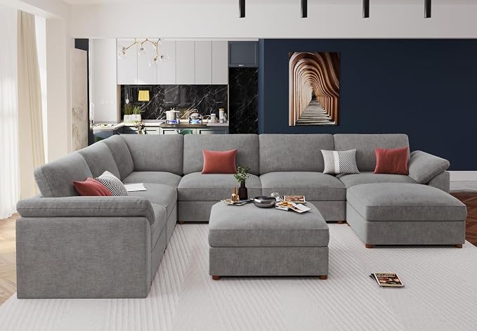 EASE MOOSE Sectional Modular Sofa,Oversized U Shape Sectional Couch Wide Deep seat Sectional Sofa,Comfortable Cloud Couch sectional Couch