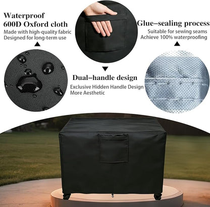 Chinchilla Heavy Duty 32 Inch Square Fire Pit Cover - 100% Waterproof & Weatherproof 600D Oxford Fabric, Durable All-Season Protection for 30/31/32 Inch Propane Fire Pits and Tables