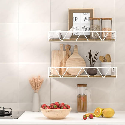 Amaoot Floating Shelves Set of 3, Home Wood Wall Shelf, Farmhouse Shelf for Bedroom, Wall Mounted Floating Shelf for Living Room, Bedroom, Bathroom, Kitchen, Office (White)