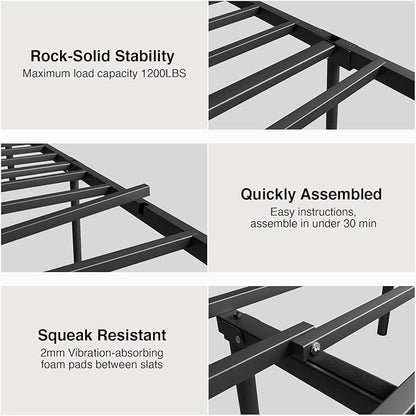 Novilla Metal Bed Frame Twin Size - Modern Minimalist Victorian Style with Headboard/Footboard, Heavy-Duty Steel Slats/Underbed Storage/No Box Spring Needed/Easy Assembly/Noise Free/Black