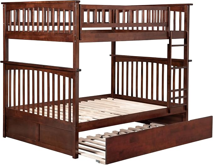 AFI, Columbia Ladder Bunk Bed Full Over Full with Full Trundle, Walnut