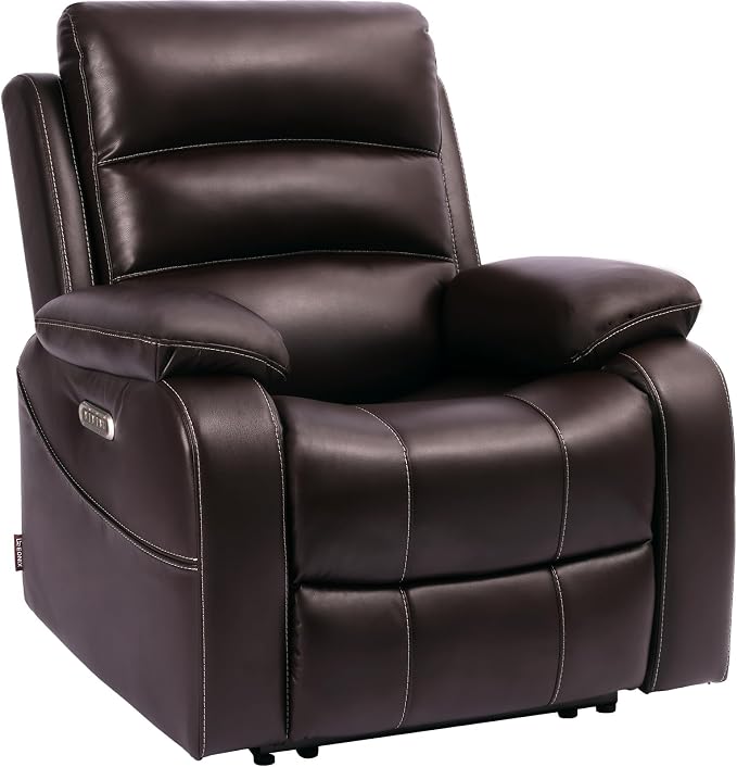 EONIX Power Zero Wall Hugger Power Recliner Chair for Small Space RV Living Room,Power Recliner with Massage and Heat, USB & USB-C Charging Ports, SXXY003992, Dark Brown