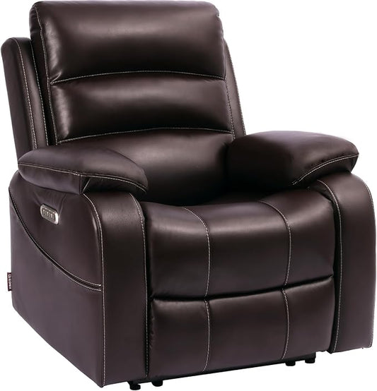 EONIX Power Zero Wall Hugger Power Recliner Chair for Small Space RV Living Room,Power Recliner with Massage and Heat, USB & USB-C Charging Ports, SXXY003992, Dark Brown