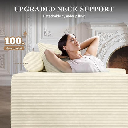 U-Shaped Boneless Couches for Living Room with Chaise,104" Modular Sectional Sofa with Convertible Ottoman,Cozy Cloud Couch with U-Shaped,Sponge Compression Sofas in a Box