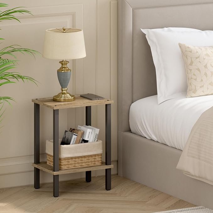 TUTOTAK End Table, Side Table, Nightstand, 2-Tier Storage Shelf, Sofa Side Table for Small Space, Living Room, Bed Room TB01BG034