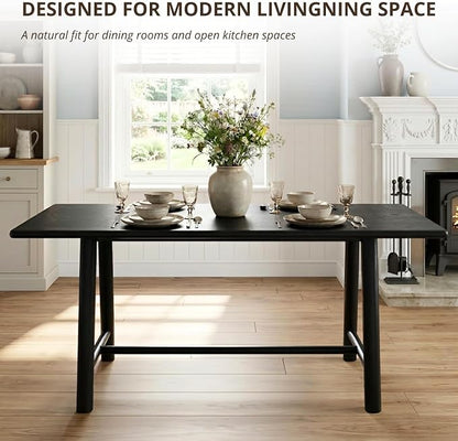 Ya-Home Black Dining Table, 69" Wood Kitchen Table with Solid Wood Legs, Seats 4-6, Modern Farmhouse Dinner Table for Dining Room Home Office, 69" L x 31.5" W x 30" H