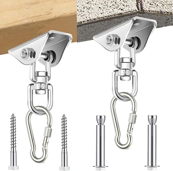 Arlai Hanging Chair Hardware Hanging Kit - Heavy Duty 360° Rotate Ultra Durable Hooks for Swing, Yoga, Playground, Gym, Punching Bag Hanger, 1000 lb Capacity