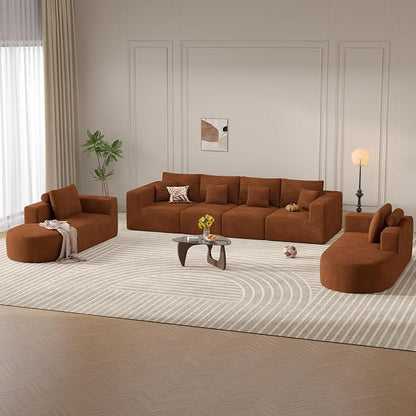 Living Room Furniture Sets,Modern U Shaped Modular Sectional Sofa,Convertible Cloud Couches for Living Room,Comfy 4 Seater with 2 Chaise Furniture Set, Boneless Couch Sofa,1 PCS