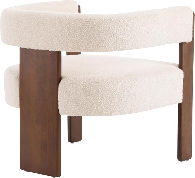 Christopher Knight Home Nettie Modern Accent Chair for Living Room, Boucle Fabric Single Lounge Sofa Chair with Wooden Frame, Comfy Reading Chair for Bedroom, Lounge Armchair with Soft Cushion, Beige