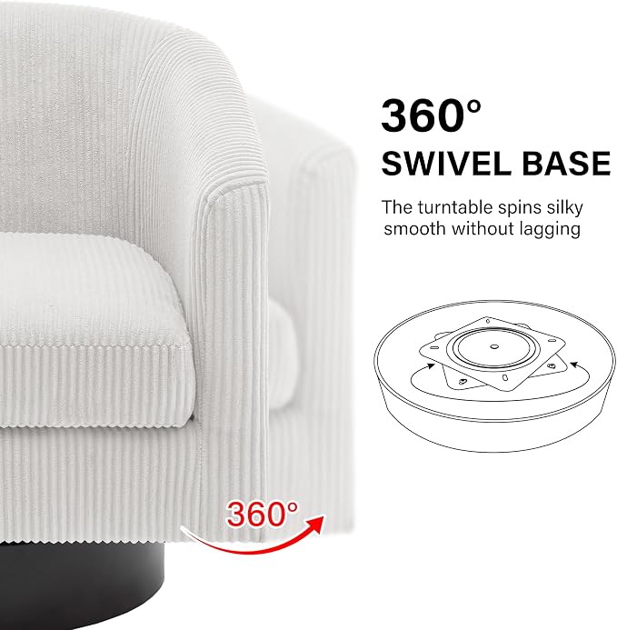 Swivel Barrel Accent Chair, Modern Round Faux Leather Arm Chair for Living Room, Bedroom, Comfy Club Reading Chairs for Adults