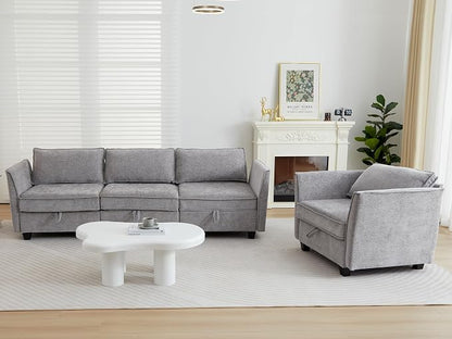 ORRD 2 Piece Modular Sectional Sofa Set, Convertible Couch with Storage, Sofa Modular for Living Room, Office (Grey)