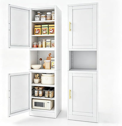 67" H Metal Tall Narrow Storage Cabinet, Freestanding Floor Cabinet with 2 Doors and Adjustable Shelves, Pantry Storage Cabinets for Bathroom, Living Room, Entryway and Kitchen