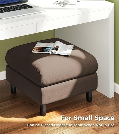 Welzona Teddy Storage Ottoman, 26.7" Large Living Room Ottoman, All-Wood Coffee Table Ottomans with Storage, Tool-Free Setup Ottomans for Living Room, Bench for Bedroom, Brown