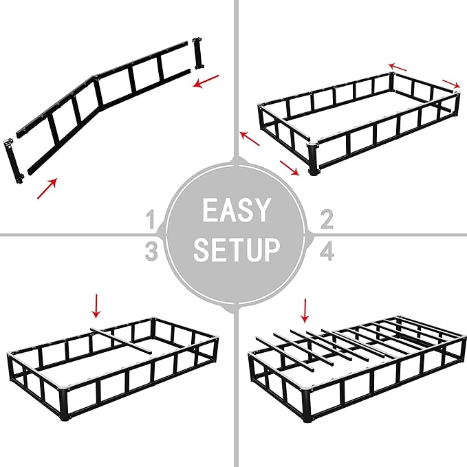 ALDRICH Twin XL Box Spring 9 Inch, 1500lbs Heavy Duty Metal Frame Mattress Foundation, Non-Slip/No Noise/Easy Assembly/Easy Clean Cover