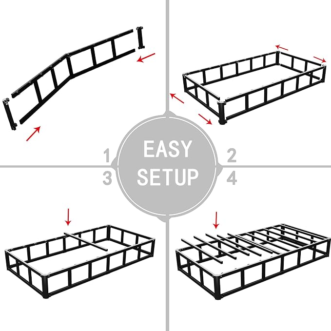 ALDRICH Box Springs Twin 9 Inch, Heavy Duty Metal Frame Mattress Foundation with Easy Clean Cover, Noise Free, Easy Assembly