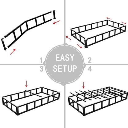 ALDRICH Box Springs Twin 9 Inch, Heavy Duty Metal Frame Mattress Foundation with Easy Clean Cover, Noise Free, Easy Assembly
