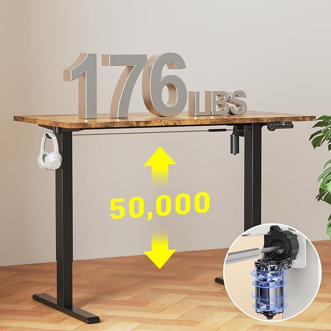 WALKINGDESK 40x24 Inches Whole Piece Electric Standing Desk, Seamless One Piece Height Adjustable Sit to Stand up Desk for Home Office, Ergonomic Computer Workstation, Rustic Brown