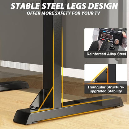 Universal Table Top TV Stand Base for 24-83 inch LCD LED TVs, TV Legs with Height Adjustment and Cable Management Hold up to 150lbs, Max VESA 800x500mm, Black