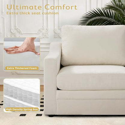 67” Chenille Loveseat Sofa w/Comfortable Back Cushions, Beige | Modern 2-Seat Couch w/Deep Seat Space, Upholstered 2 Seaters Sofa w/High Resiliency Foam for Living Room