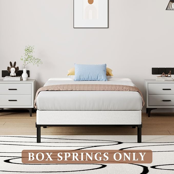 SHOANED 7 Inch Twin Box Spring - Metal Frame Mattress Foundation Memory Foam Basics Bed Base Heavy Duty Box Springs No Noise, 3000lbs Max Weight Capacity